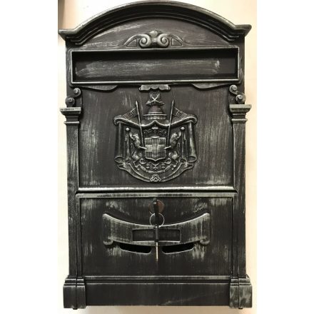 Kovácsoltvas postaláda - fekete/ezüst antik