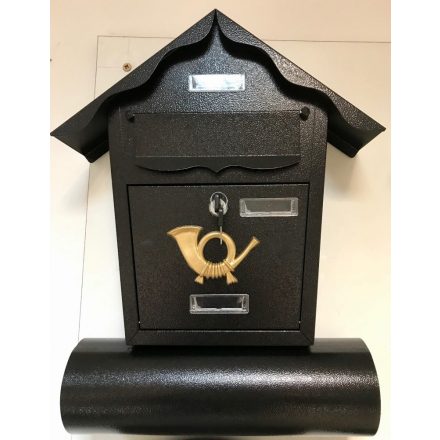 Kovácsoltvas jellegű postaláda újságtartó hengerrel - fekete