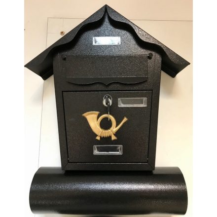 Kovácsoltvas jellegű postaláda újságtartó hengerrel - fekete