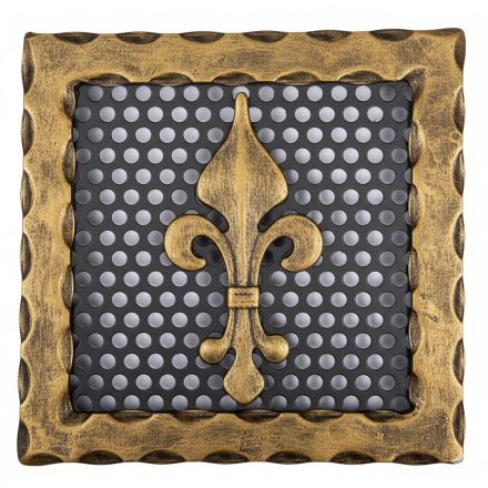 Kovácsoltvas kandalló szellőzőrács - 220 x 220 mm - arany antik