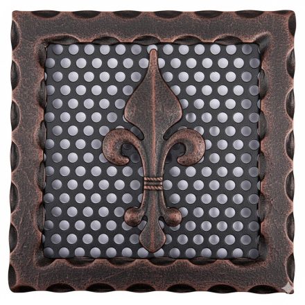 Kovácsoltvas kandalló szellőzőrács - 220 x 220 mm - réz antik