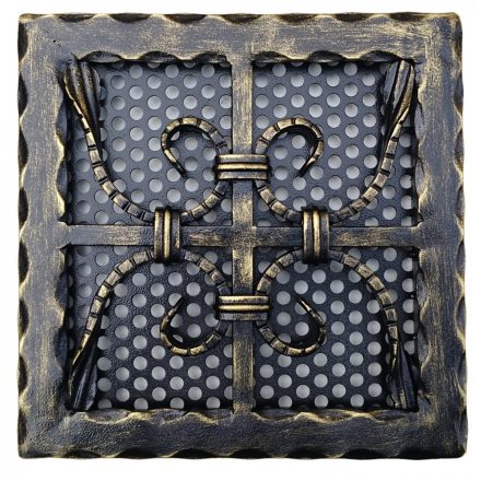 Kovácsoltvas kandalló szellőzőrács - 250 x 250 mm - arany antik