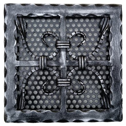 Kovácsoltvas kandalló szellőzőrács - 250 x 250 mm - ezüst antik