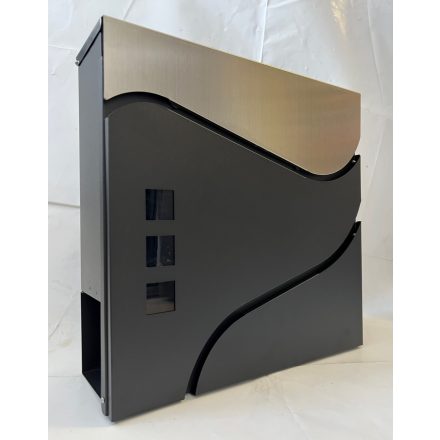 Modern postaláda íves - fekete - inox színben 